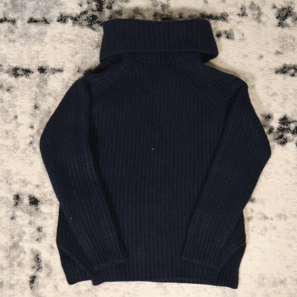 Sandro Oversized Neck Navy Wool Sweater - Picture 1 of 6